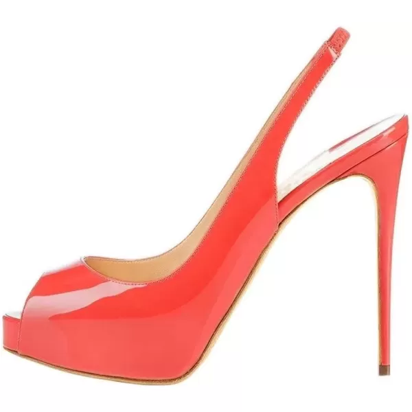 imageFSJ Women Peep Toe Extreme High Heels Platform Sandals Slingback Stiletto Prom Dress Pumps Size 415 USRed