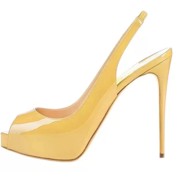 imageFSJ Women Peep Toe Extreme High Heels Platform Sandals Slingback Stiletto Prom Dress Pumps Size 415 USYellow