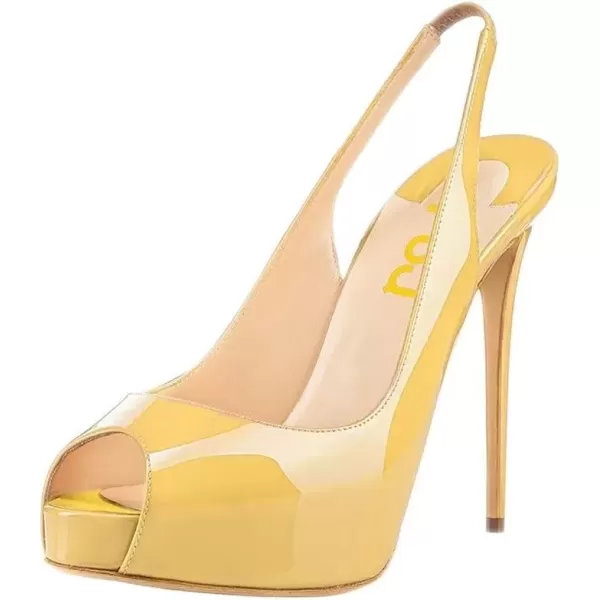 imageFSJ Women Peep Toe Extreme High Heels Platform Sandals Slingback Stiletto Prom Dress Pumps Size 415 USYellow