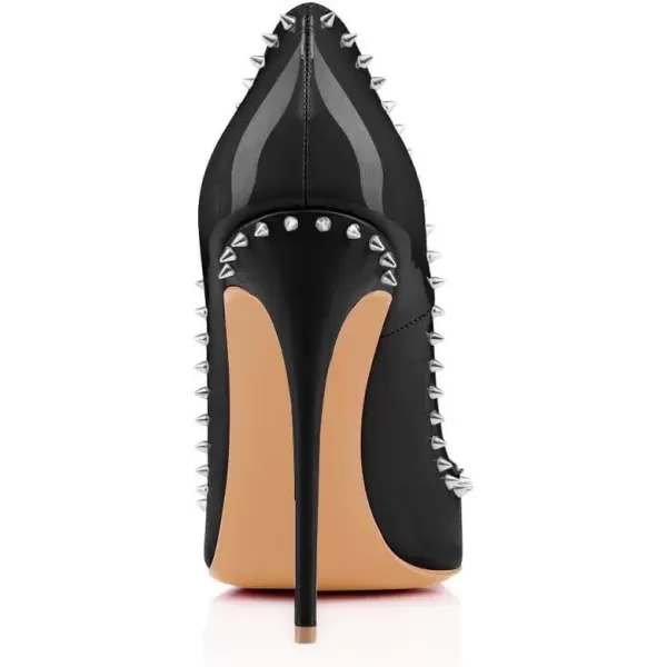 imageFSJ Women Pumps Pointed Toe High Heel Stilettos Rivets Studded Patent Leather Shoes Size 415 USBlack