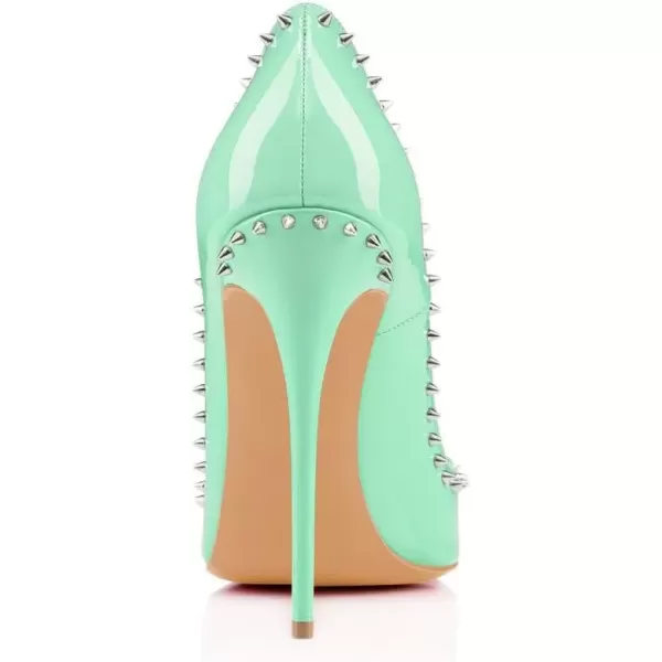 imageFSJ Women Pumps Pointed Toe High Heel Stilettos Rivets Studded Patent Leather Shoes Size 415 USCyan