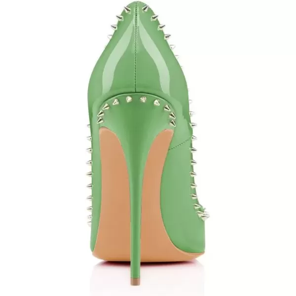 imageFSJ Women Pumps Pointed Toe High Heel Stilettos Rivets Studded Patent Leather Shoes Size 415 USGreen