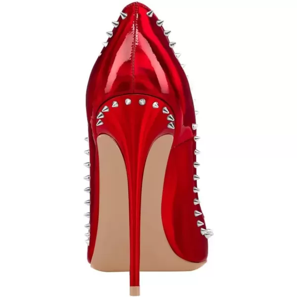 imageFSJ Women Pumps Pointed Toe High Heel Stilettos Rivets Studded Patent Leather Shoes Size 415 USRed Mirror