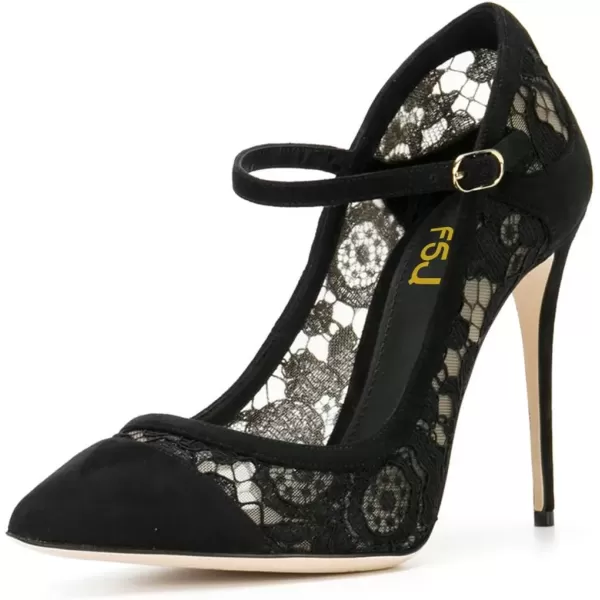 imageFSJ Women Sexy Black Lace Pumps Pointed Toe High Heels Mary Jane Stilettos Party Prom Shoes Size 415 USBlack