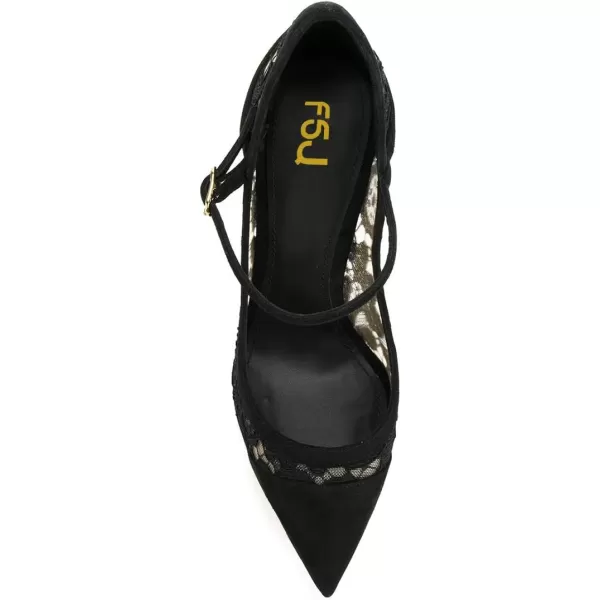 imageFSJ Women Sexy Black Lace Pumps Pointed Toe High Heels Mary Jane Stilettos Party Prom Shoes Size 415 USBlack