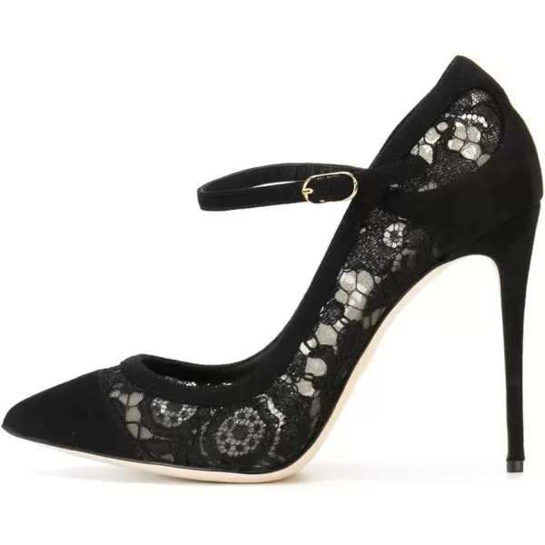 imageFSJ Women Sexy Black Lace Pumps Pointed Toe High Heels Mary Jane Stilettos Party Prom Shoes Size 415 USBlack