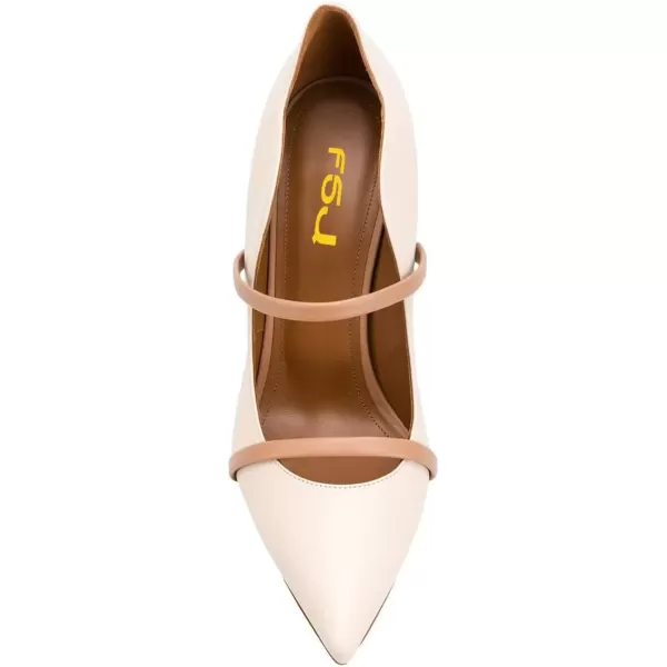 imageFSJ Women Sexy Double Straps Pointed Toe Pumps High Heels Stilettos Party Dress Shoes Size 415 USBeige12cm