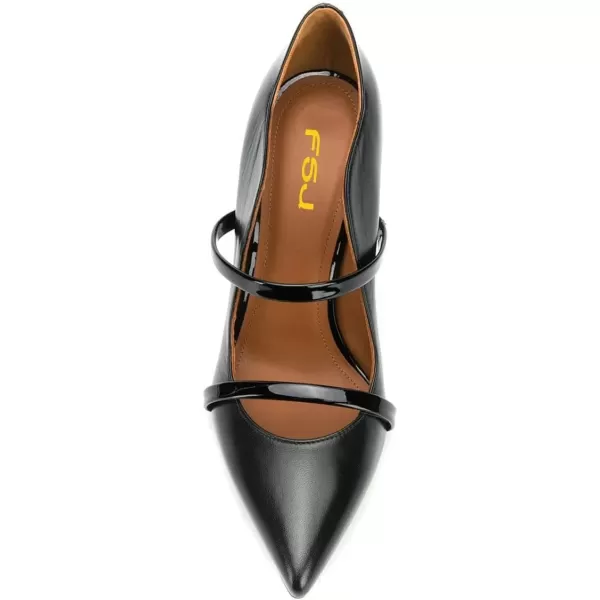 imageFSJ Women Sexy Double Straps Pointed Toe Pumps High Heels Stilettos Party Dress Shoes Size 415 USBlack Synthetic8cm