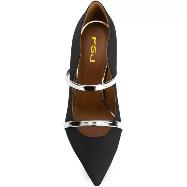imageFSJ Women Sexy Double Straps Pointed Toe Pumps High Heels Stilettos Party Dress Shoes Size 415 USBlack8 Cm
