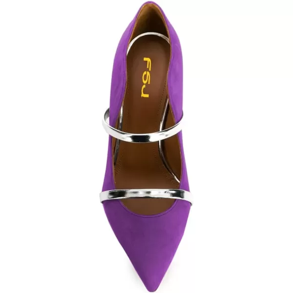 imageFSJ Women Sexy Double Straps Pointed Toe Pumps High Heels Stilettos Party Dress Shoes Size 415 USDark Orchid8 Cm