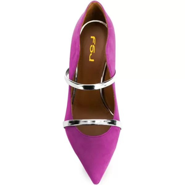 imageFSJ Women Sexy Double Straps Pointed Toe Pumps High Heels Stilettos Party Dress Shoes Size 415 USFuchsia8cm