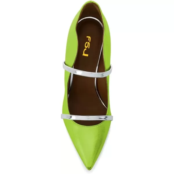 imageFSJ Women Sexy Double Straps Pointed Toe Pumps High Heels Stilettos Party Dress Shoes Size 415 USGreen12 Cm