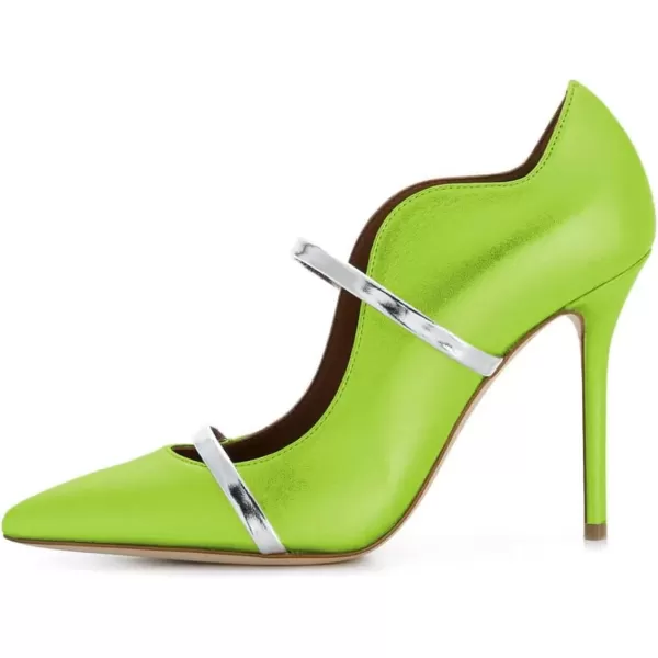imageFSJ Women Sexy Double Straps Pointed Toe Pumps High Heels Stilettos Party Dress Shoes Size 415 USGreen12 Cm