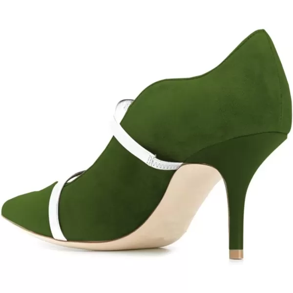 imageFSJ Women Sexy Double Straps Pointed Toe Pumps High Heels Stilettos Party Dress Shoes Size 415 USGreen8 Cm
