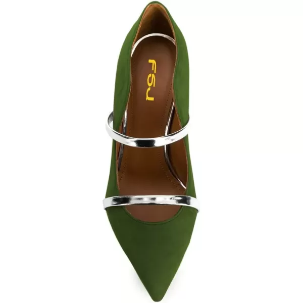 imageFSJ Women Sexy Double Straps Pointed Toe Pumps High Heels Stilettos Party Dress Shoes Size 415 USGreen8 Cm