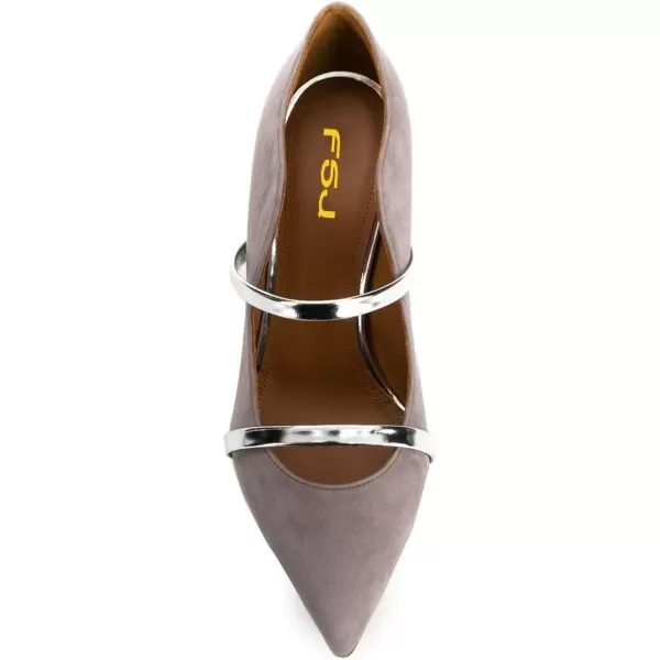 imageFSJ Women Sexy Double Straps Pointed Toe Pumps High Heels Stilettos Party Dress Shoes Size 415 USGrey8 Cm