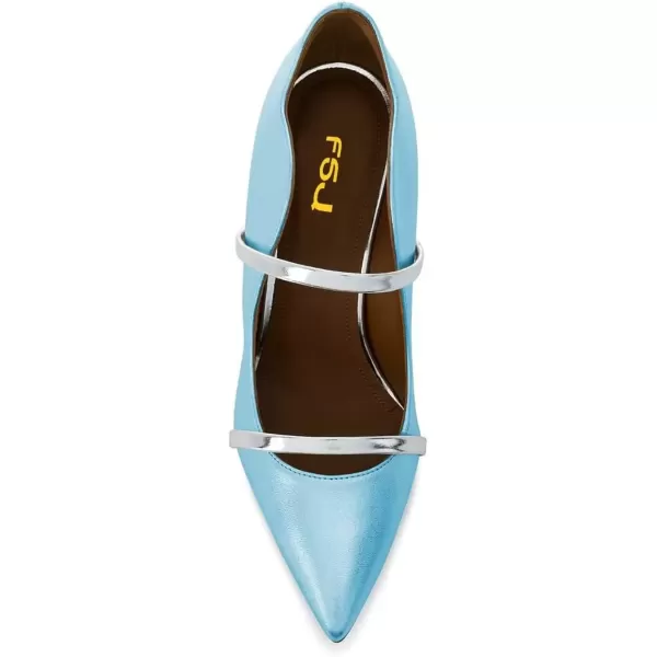 imageFSJ Women Sexy Double Straps Pointed Toe Pumps High Heels Stilettos Party Dress Shoes Size 415 USLight Blue12cm
