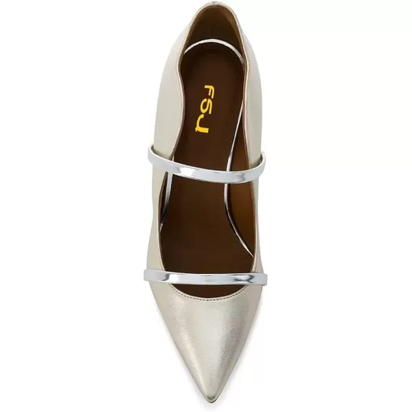 imageFSJ Women Sexy Double Straps Pointed Toe Pumps High Heels Stilettos Party Dress Shoes Size 415 USLight Gold12cm