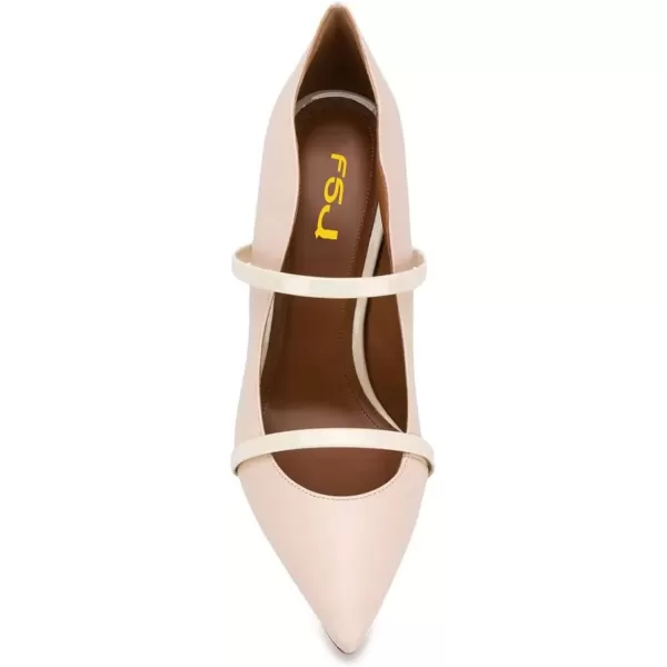 imageFSJ Women Sexy Double Straps Pointed Toe Pumps High Heels Stilettos Party Dress Shoes Size 415 USLight Nude12cm