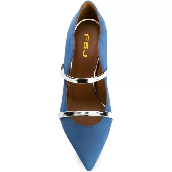 imageFSJ Women Sexy Double Straps Pointed Toe Pumps High Heels Stilettos Party Dress Shoes Size 415 USNavy Blue8 Cm
