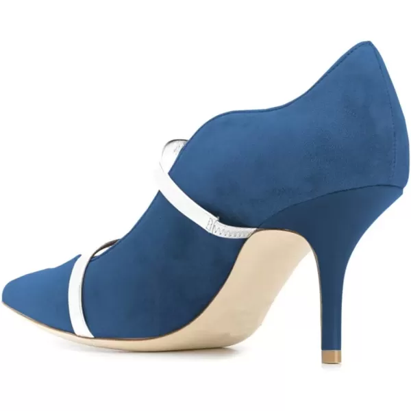 imageFSJ Women Sexy Double Straps Pointed Toe Pumps High Heels Stilettos Party Dress Shoes Size 415 USNavy Blue8 Cm