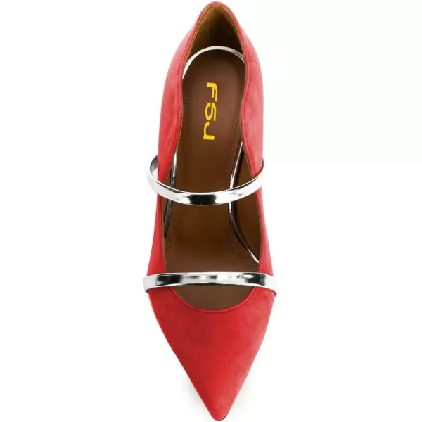imageFSJ Women Sexy Double Straps Pointed Toe Pumps High Heels Stilettos Party Dress Shoes Size 415 USRed8cm