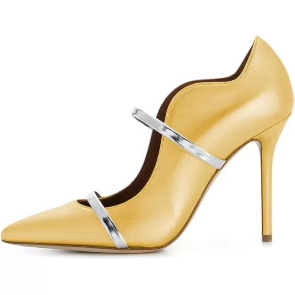 imageFSJ Women Sexy Double Straps Pointed Toe Pumps High Heels Stilettos Party Dress Shoes Size 415 USYellow12cm
