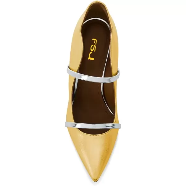 imageFSJ Women Sexy Double Straps Pointed Toe Pumps High Heels Stilettos Party Dress Shoes Size 415 USYellow12cm
