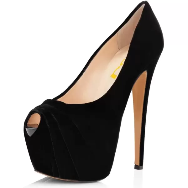 imageWomen Peep Toe Platform Extreme Stiletto High Heels Pleated Suede Cocktail Party Dress Pumps Size 415 USBlack