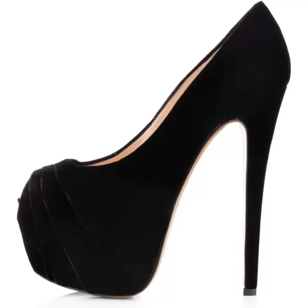 imageWomen Peep Toe Platform Extreme Stiletto High Heels Pleated Suede Cocktail Party Dress Pumps Size 415 USBlack