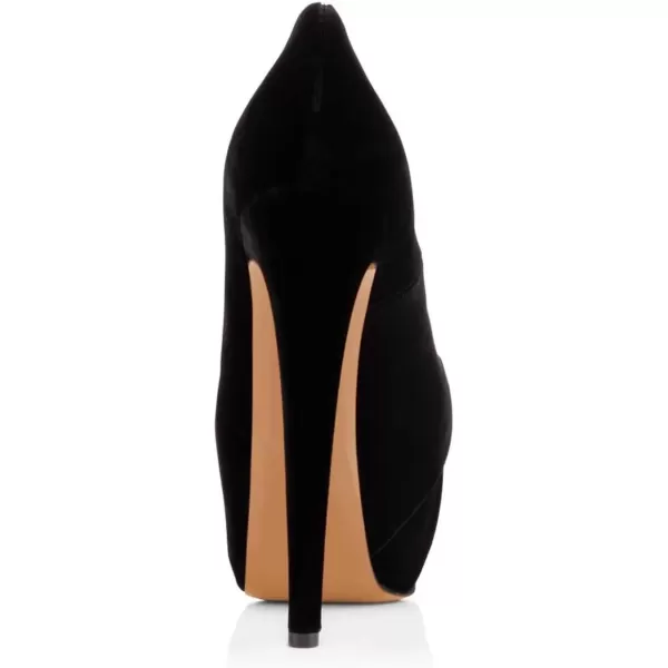 imageWomen Peep Toe Platform Extreme Stiletto High Heels Pleated Suede Cocktail Party Dress Pumps Size 415 USBlack