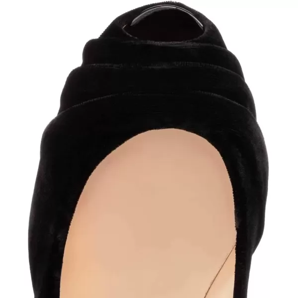 imageWomen Peep Toe Platform Extreme Stiletto High Heels Pleated Suede Cocktail Party Dress Pumps Size 415 USBlack