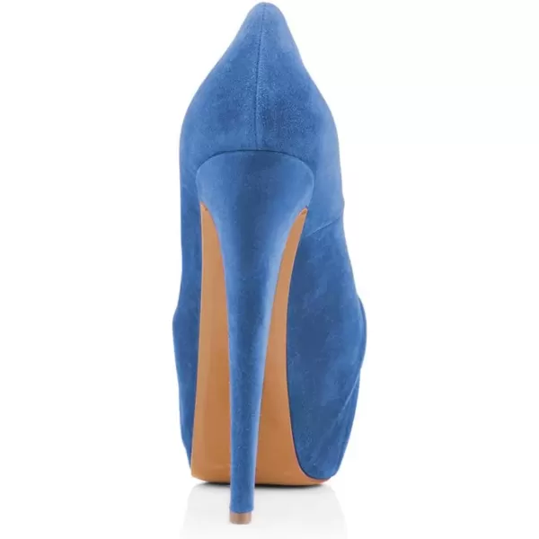 imageWomen Peep Toe Platform Extreme Stiletto High Heels Pleated Suede Cocktail Party Dress Pumps Size 415 USBlue