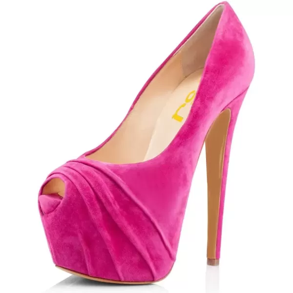 imageWomen Peep Toe Platform Extreme Stiletto High Heels Pleated Suede Cocktail Party Dress Pumps Size 415 USDeep Pink