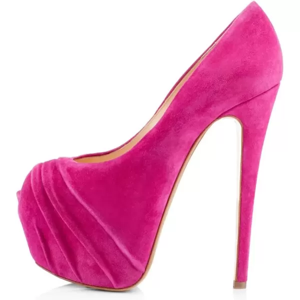 imageWomen Peep Toe Platform Extreme Stiletto High Heels Pleated Suede Cocktail Party Dress Pumps Size 415 USDeep Pink