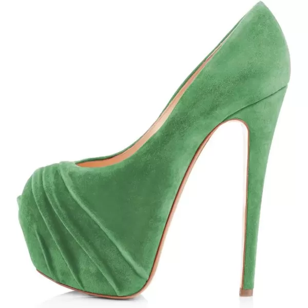 imageWomen Peep Toe Platform Extreme Stiletto High Heels Pleated Suede Cocktail Party Dress Pumps Size 415 USGreen