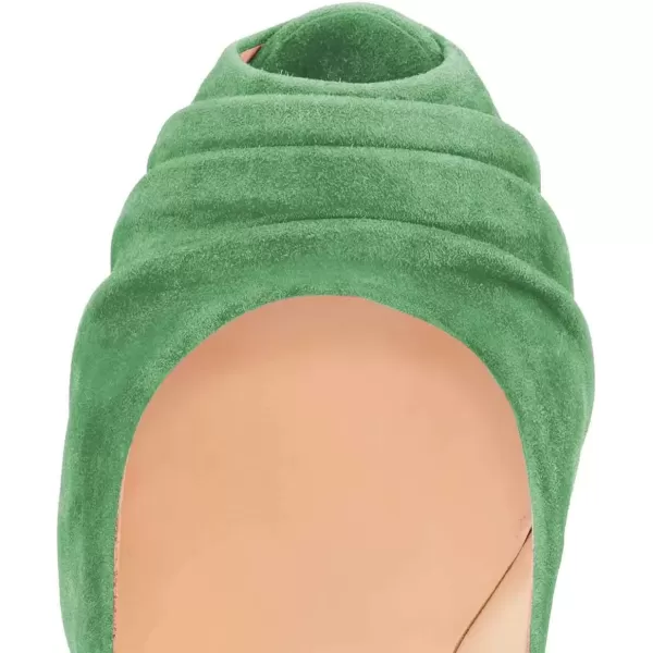 imageWomen Peep Toe Platform Extreme Stiletto High Heels Pleated Suede Cocktail Party Dress Pumps Size 415 USGreen