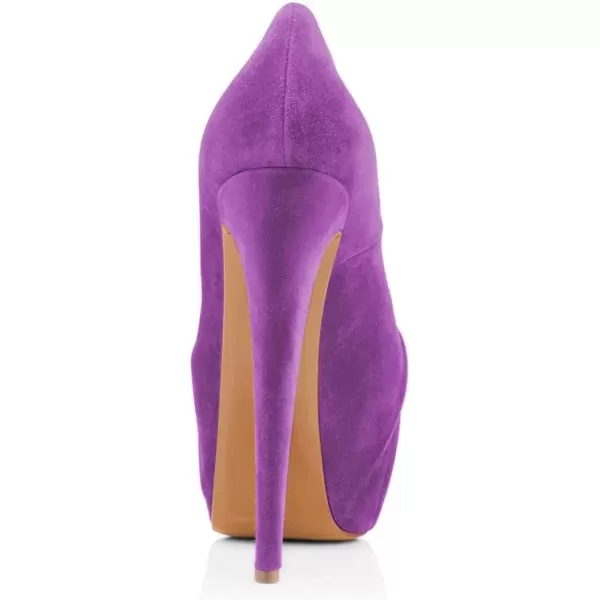 imageWomen Peep Toe Platform Extreme Stiletto High Heels Pleated Suede Cocktail Party Dress Pumps Size 415 USPurple