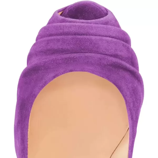 imageWomen Peep Toe Platform Extreme Stiletto High Heels Pleated Suede Cocktail Party Dress Pumps Size 415 USPurple