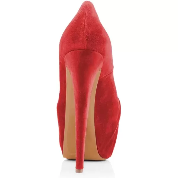 imageWomen Peep Toe Platform Extreme Stiletto High Heels Pleated Suede Cocktail Party Dress Pumps Size 415 USRed