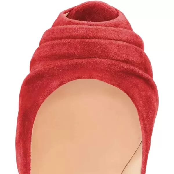 imageWomen Peep Toe Platform Extreme Stiletto High Heels Pleated Suede Cocktail Party Dress Pumps Size 415 USRed
