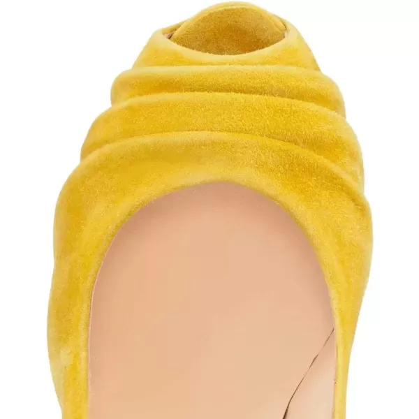 imageWomen Peep Toe Platform Extreme Stiletto High Heels Pleated Suede Cocktail Party Dress Pumps Size 415 USYellow
