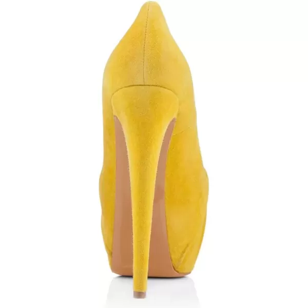 imageWomen Peep Toe Platform Extreme Stiletto High Heels Pleated Suede Cocktail Party Dress Pumps Size 415 USYellow