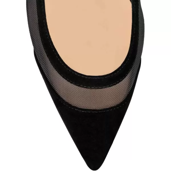 imageFSJ Women Bridal Pointed Toe Chunky Block Low Heel Crystal Pumps Slip on Wedding Thick Heel Comfort Shoes Size 415 USBlack Mesh
