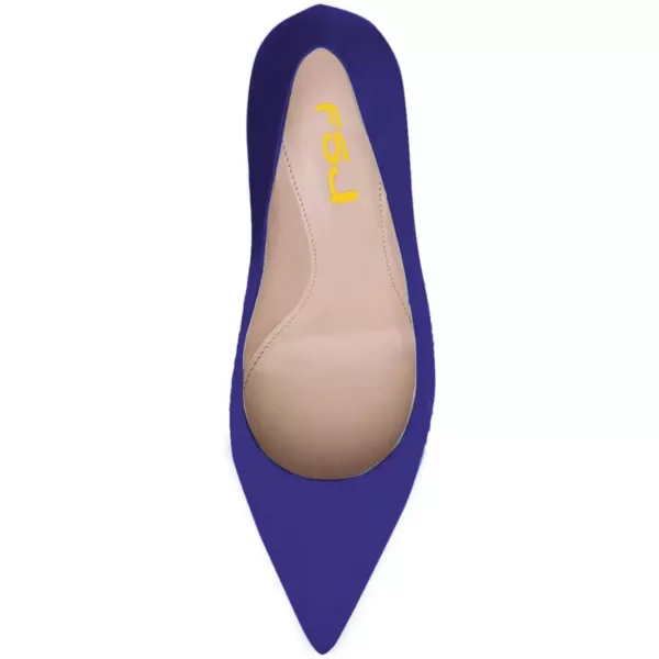 imageFSJ Women Bridal Pointed Toe Chunky Block Low Heel Crystal Pumps Slip on Wedding Thick Heel Comfort Shoes Size 415 USBlue Satin