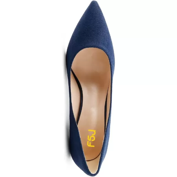 imageFSJ Women Bridal Pointed Toe Chunky Block Low Heel Crystal Pumps Slip on Wedding Thick Heel Comfort Shoes Size 415 USBluesuede