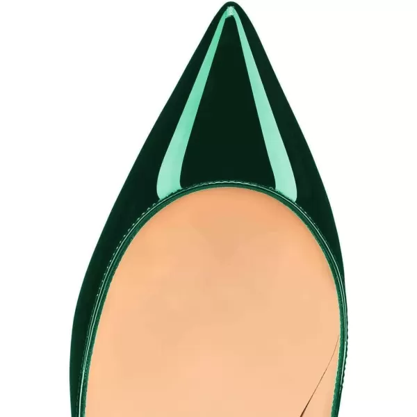 imageFSJ Women Bridal Pointed Toe Chunky Block Low Heel Crystal Pumps Slip on Wedding Thick Heel Comfort Shoes Size 415 USDark Greenpatent