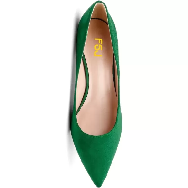 imageFSJ Women Bridal Pointed Toe Chunky Block Low Heel Crystal Pumps Slip on Wedding Thick Heel Comfort Shoes Size 415 USGreensuede