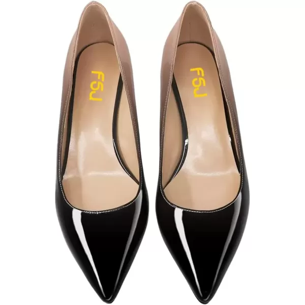 imageFSJ Women Bridal Pointed Toe Chunky Block Low Heel Crystal Pumps Slip on Wedding Thick Heel Comfort Shoes Size 415 USNudeblack