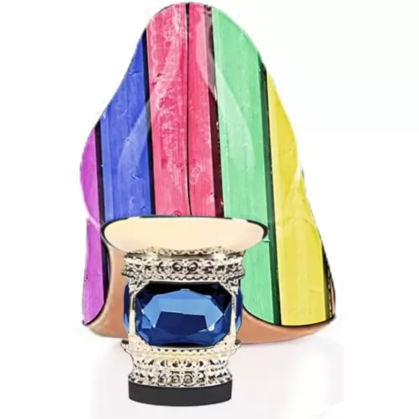 imageFSJ Women Bridal Pointed Toe Chunky Block Low Heel Crystal Pumps Slip on Wedding Thick Heel Comfort Shoes Size 415 USRainbow